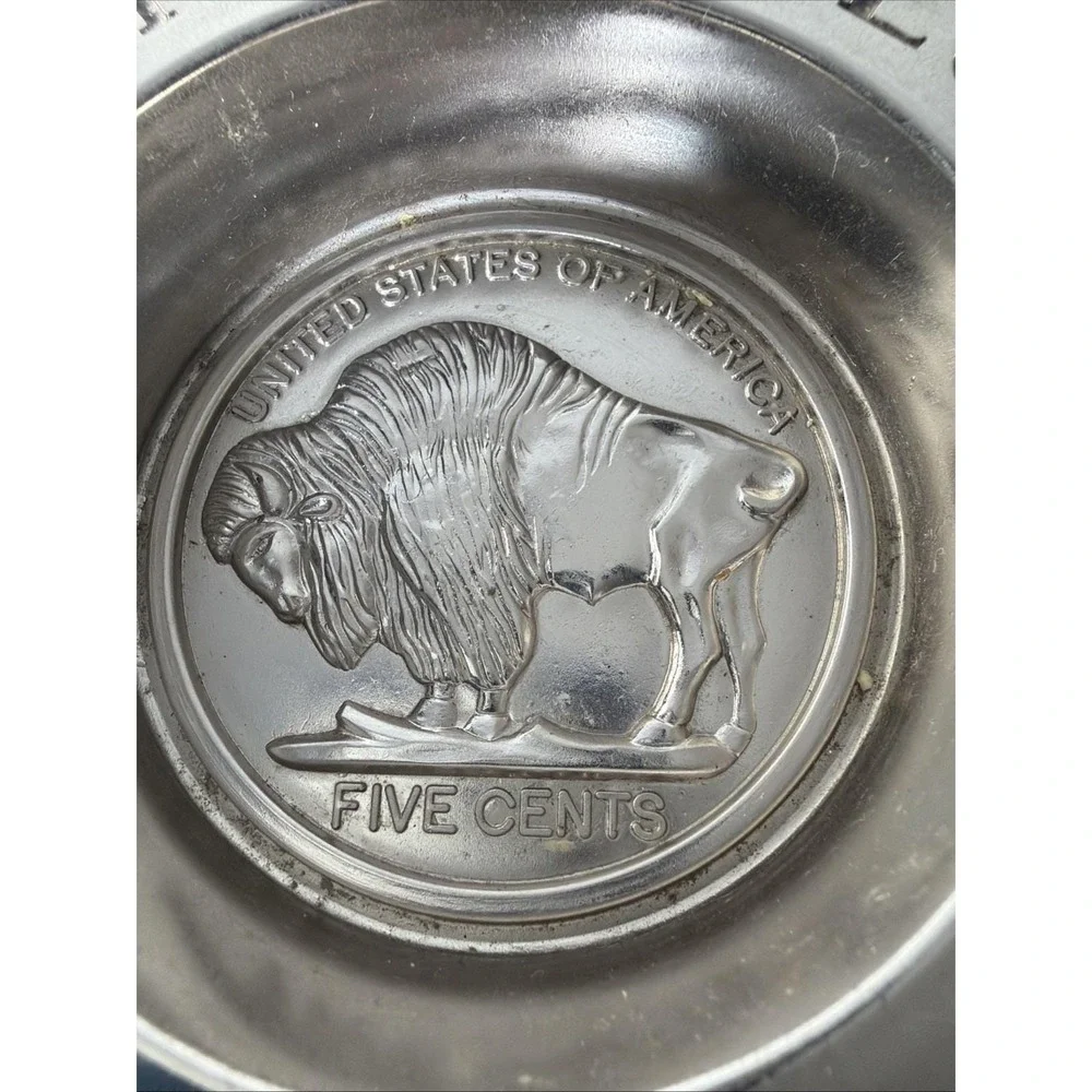 The First Buffalo Nickel Trinket Dish 1913 Five Cents MCM Vintage Decor Avon